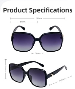 Detailed product parameters of oversized square polarized sunglasses with gradient lenses