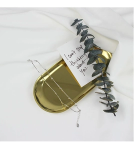 Minimalist S925 sterling silver snake chain bracelet displayed on a golden tray