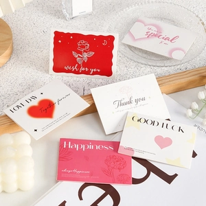Collection de cartes de vœux minimalistes avec roses, cœurs et bénédictions en anglais