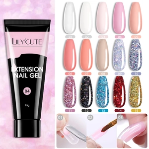 LILY'CUTE 15ml extension nail gel kit with 15 colors swatch and 3-step application guide
