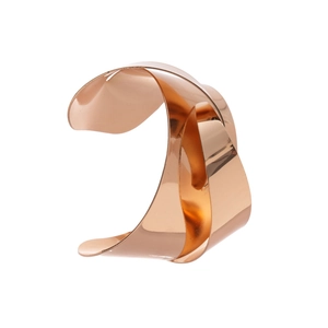 Polished rose gold open cuff bracelet with minimalist knotted twist design for women