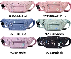 Sacs bananes en nylon imperméables en six couleurs avec motifs colorés et sangles réglables