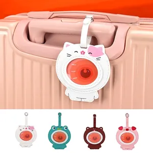 Cartoon Animal Luggage Tag PU Leather Travel ID Name Labels For Suitcase Bag Anti-lost Bear Pig Cat Frog Design