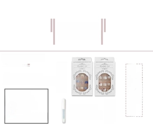 Short matte press-on nail kit detail showing 24 pieces set and 1g glue in retail box
