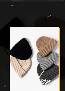 Détails de bonnets en tricot à texture côtelée épaisse pour l'hiver en plusieurs couleurs