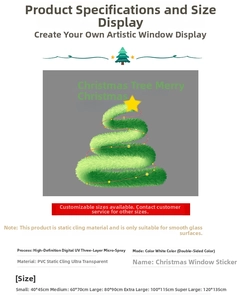 Detail of Christmas tree window static sticker showing UV printing and PVC texture quality