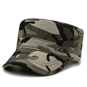 Men Cadet Military Hat Cotton Polyester Adjustable Flat Top Cap Outdoor Camouflage Sports Embroidery Breathable