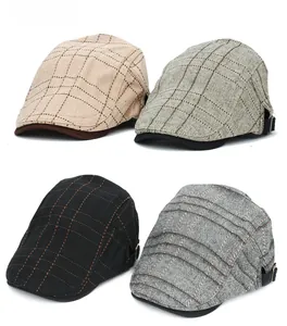 British style newsboy caps with vintage plaid patterns in multiple colors and wool blend texture