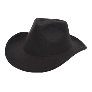 Classic black wool western cowboy hat with wide brim and vintage felt fedora design