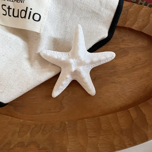 Detailed close-up of a white starfish hair clip featuring realistic resin texture