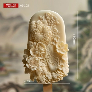 Detailed view of the exquisite floral silicone popsicle mold with intricate relief flower designs.