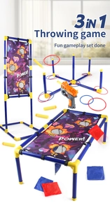 Détails du jeu de lancer 3-en-1 avec pistolet à balles souples et sacs de sable