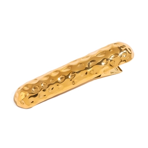 Minimalistisch Edelstahl Gold Überzogen Gehämmerte Textur Haarspange Für Damen Oval Geometrisch Metall Barrette Mode Haar Accessoires