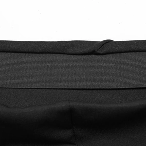 Elegant French minimalist black A-line skirt with detailed elastic waistband and high-quality knit