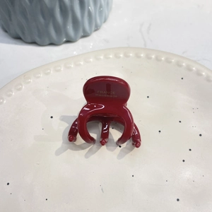 Deep red acetate hair claw clip with mirror finish and France Handmade golden lettering