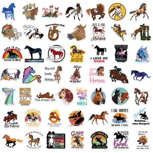 50 pieces of waterproof horse riding cartoon stickers for laptops and luggage decoration