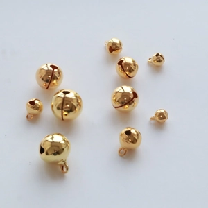 Polished gold plated copper bell charms for DIY Christmas tree ornaments and jewelry