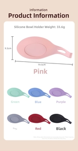Detailed size and color chart for food grade silicone spoon rest mat with dimensions