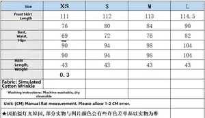 Size chart for strapless dress showing measurements in CM for sizes XS to L