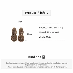 Spécifications de taille des boucles d'oreilles gouttes strass marron en alliage
