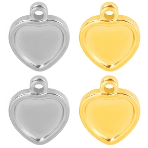 Heart Pendant Stainless Steel DIY Jewelry Making Charm Minimalist Smooth 18K Gold Plated Accessories For Necklace Bracelet