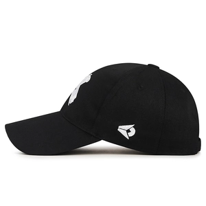 Classic black cotton baseball cap with white X embroidery and adjustable curved brim