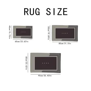 Size guide for diatomite bath mats showing 40x60cm, 50x80cm, and 60x90cm dimensions