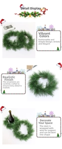 Detail of green PVC pine needle wreath with internal wire for flexible styling