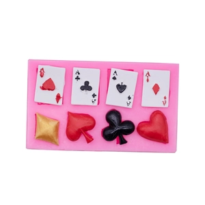 Molde de silicona rosa de póquer para decoraciones de tartas de chocolate y fondant DIY