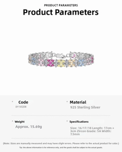 Macro detail of S925 sterling silver bracelet with multi-colored 5A grade zircon stones