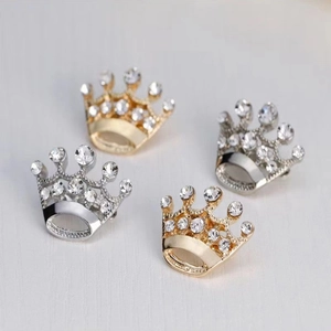 Fashion crown brooch set with rhinestones in gold and silver finish for suits