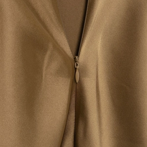 Elegant gold satin slip dress back view featuring a high-quality invisible zipper closure