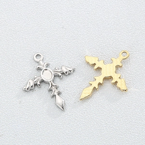 Cross and sword charms in gold and silver stainless steel for jewelry making DIY