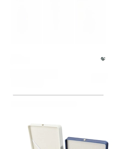 Custom faux leather jewelry box for necklaces in beige and navy blue with padded interior