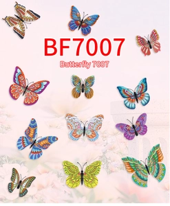 Detailed view of 11 colorful PVC butterfly wall stickers with diverse ethnic patterns
