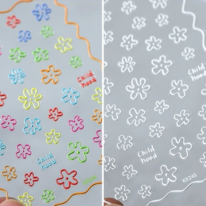 5D Embossed Nail Art Stickers 3D Self Adhesive Flower Decals For Manicure Decoration Cartoon Childhood Style