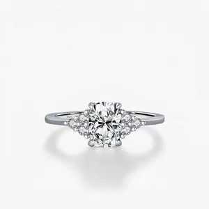 Moissanite Ring D Color VVS1 Oval Cut 925 Sterling Silver Luxury Elegant Fashion Jewelry For Women With Certificate