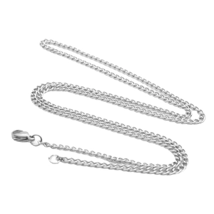 Polished silver stainless steel curb chain necklace for men and women with lobster clasp
