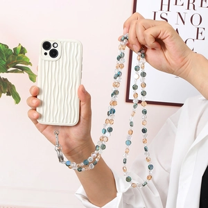 Irregular Heart Round Crystal Beaded Crossbody Phone Lanyard Chain With Metal Clasp Fashion Bag Strap Jewelry Accessory For Women