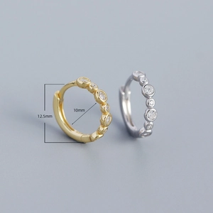 S925 sterling silver hoop earrings with cubic zirconia, in gold and silver finish