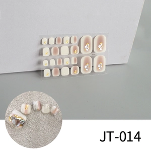 Detail of JT-014 3D toe nail stickers featuring nude gradients and gold foil accents