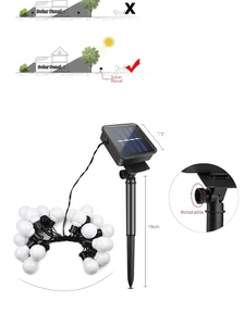 Solar panel detail for G50 outdoor globe string lights with adjustable ground stake