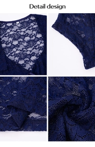 Makro-Detail des blauen Spitzenoberteils mit V-Ausschnitt und Stoffstruktur