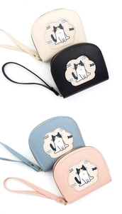 Short wallet for women with cute cartoon cat patterns in four stylish colors