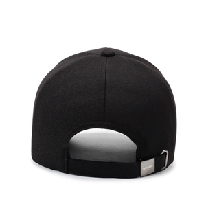 Casquette de baseball en coton noir, vue arrière avec sangle réglable et boucle en métal