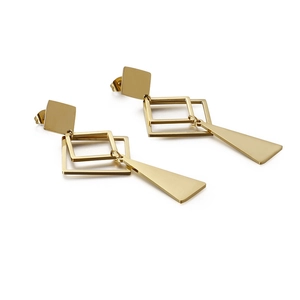 Geometric Drop Earrings Stainless Steel Long Dangle Square Triangle Irregular Minimalist Punk Style Jewelry For Women