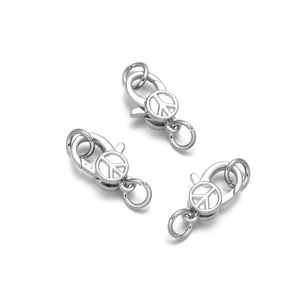 Three pieces of 18K gold plated lobster clasps with peace symbol charms for DIY jewelry