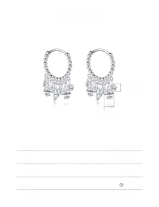Detail view of S925 sterling silver hoop earrings featuring sparkling tassel charms