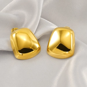 Boucles D'oreilles Géométriques En Acier Inoxydable Plaqué Or 18K Miroir Poli Trapèze Bijoux Minimalistes Pour Femmes