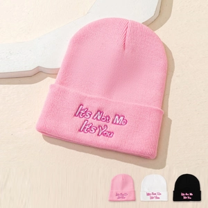 Bonnet En Tricot Acrylique Broderie Lettres Its Not Me Its You Streetwear Décontracté Hip Hop Pour Hommes Femmes